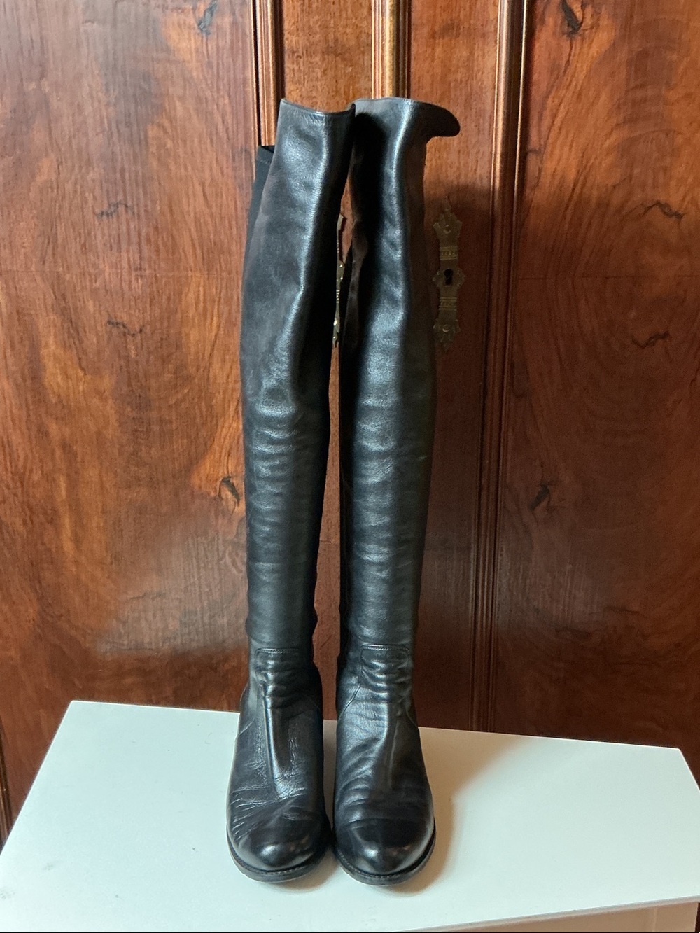 Stuart Weitzman Black Over-the-Knee Leather Boots